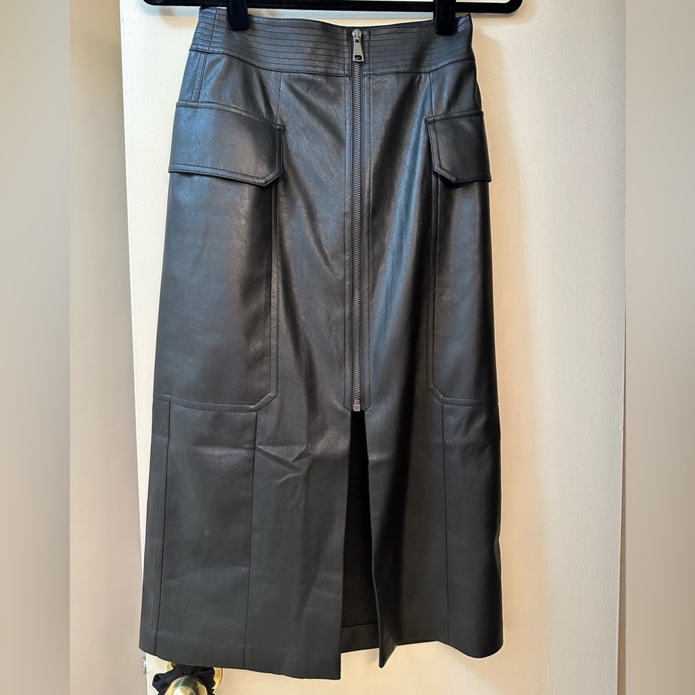 Faux leather  midi skirt
